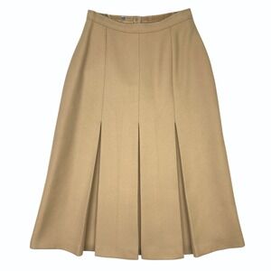 Coranit "Barbara‎ Modelle" Vintage Camel Wool Pleated Lined Midi Skirt EU 38